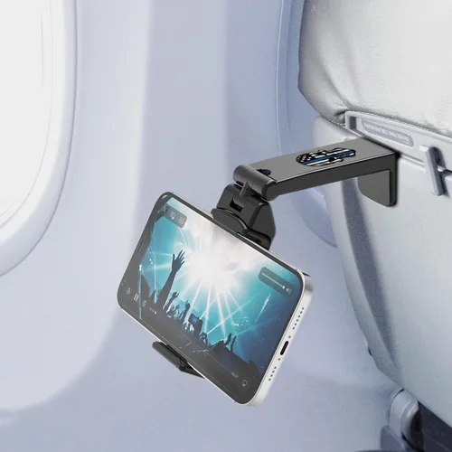 Vista 8 de Beyond Cell Accesorios de viaje, bandeja universal para el respaldo del asiento, soporte de clip para teléfono manos libres, tamaño de bolsillo