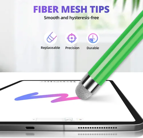 Vista 3 de Lápiz capacitivo extralargo para pantallas táctiles [5 puntas de malla de fibra] compatibles con iPad, iPhone, Android, tablet, laptop, Chromebook