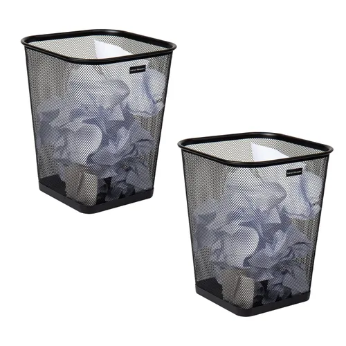 Mind Reader Cubo de basura de malla, cesta de papel usado, cuadrado, oficina, malla metálica, 9.75 pulgadas de largo x 9.75 pulgadas de ancho x Negro