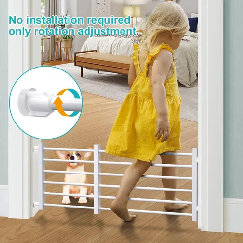 Vista 5 de Maerd Puertas cortas para perros para puertas, puerta de perro para pisar, puerta retráctil para cachorros para escaleras interiores con puerta