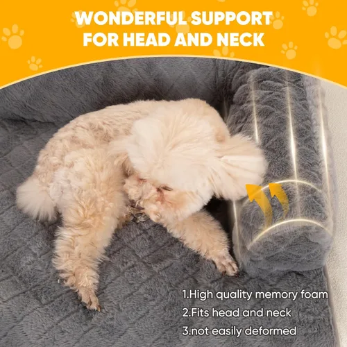 Vista 2 de Cama para perro calmante para perros grandes, colchón de perro duradero y esponjoso, colchonetas para sofá de perro con funda extraíble y lavable