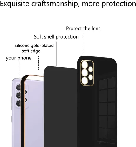 Vista 4 de Compatible con Samsung A52 5G Funda de silicona rosa, chapado Samsung Galaxy A52 5G Funda de teléfono a prueba de golpes delgada y suave (negro)