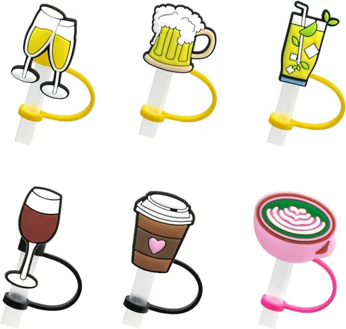 Vista 15 de 9 tapas de pajita, tapas de paja para vasos, popotes reutilizables, cubierta de punta de pajita, tapones de paja a prueba de polvo para accesorios