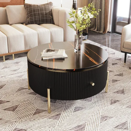 Vista 91 de Mesa auxiliar elevable, mesa auxiliar multifuncional con estantes abiertos, mesa de comedor moderna para sala de estar, oficina en casa (negro #004)