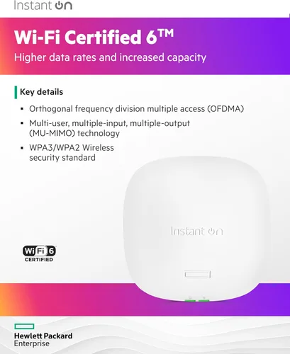 Vista 4 de Punto de acceso inalámbrico HPE Networking AP25 4x4 WiFi 6 para interiores (paquete de 3) Fuente de alimentación no incluida Modelo de EE. UU.