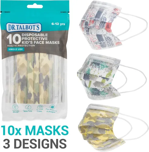 Vista 5 de Dr. Talbot's Mascarillas desechables protectoras para niños de 2 a 5 años - 10 unidades - Mascarillas desechables de 3 capas de un solo uso con clip