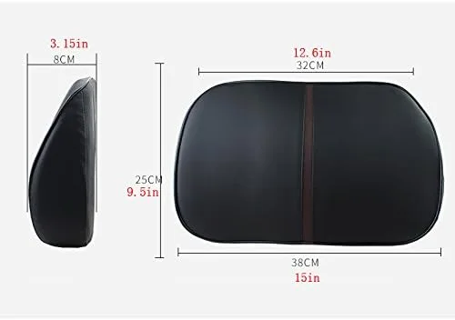 Vista 4 de Cojín de apoyo lumbar para asiento de automóvil, cojín de apoyo lumbar, rebote lento, espuma viscoelástica (soporte lumbar, negro)