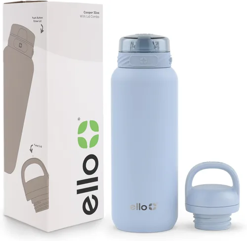 Vista 45 de Ello Cooper Twist - Botella de agua de acero inoxidable de 32 onzas con tapa para beber A prueba de fugas Doble pared y aislada al vacío Asa