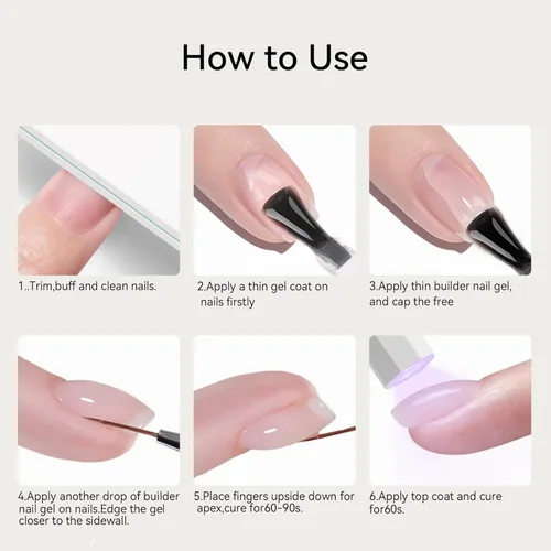 Vista 7 de MAYCHAO Nude Builder Gel para uñas, 0.5 onzas líquidas fortalecedor de uñas en una botella, gel duro para extensión de uñas, secado con luz UV