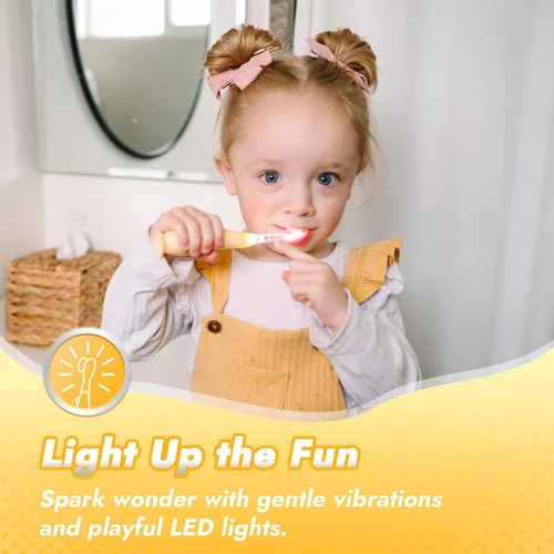 Vista 3 de Papablic Cepillo de Dientes Eléctrico Sónico para Niños Pequeños de 1-3 Años, Cepillo de Dientes Eléctrico para Bebé con Bonita Cubierta de Conejo