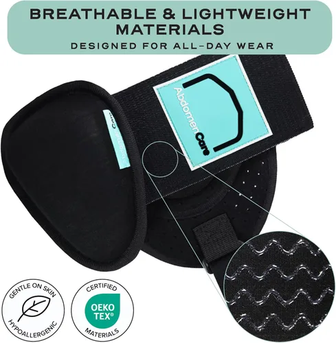 Vista 6 de Abdomencare Cinturón de soporte de hernia inguinal para hombres y mujeres con 2 almohadillas de compresión - Cinturón de hernia para hombres