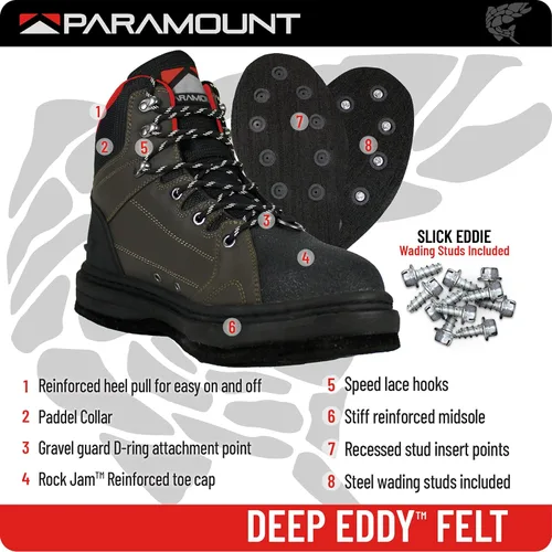 Vista 5 de Paramount Outdoors Deep Eddy Wading Boots Felt and Rubber Cleated Outsole