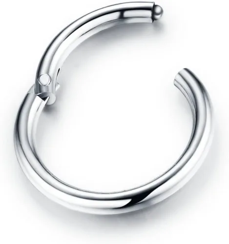 Vista 2 de Juego de 8 aretes de aro de acero inoxidable quirúrgico para dormir cartílago Daith pequeños aretes de aro pequeños de plata para septum