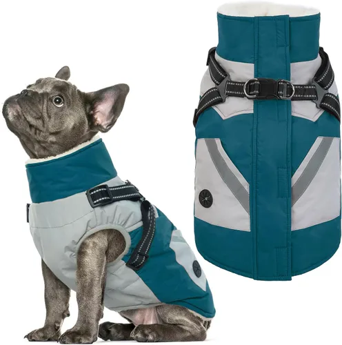 Vista 9 de IECOii Abrigos para perros pequeños, arnés de invierno con cremallera, color verde, talla XS, cálido abrigo de invierno para perros pequeños