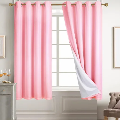 Vista 7 de Diraysid Cortinas 100% opacas de lino negro para dormitorio, con ojales, aislamiento térmico, cortinas de oscurecimiento de habitación