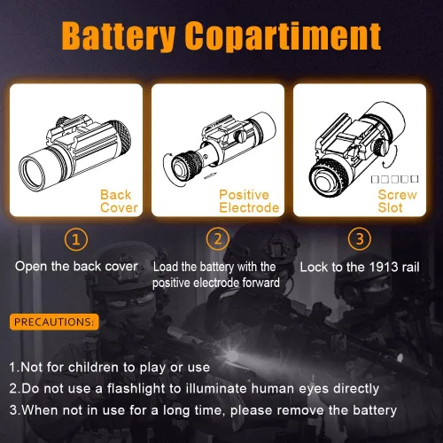 Vista 9 de SecurityIng Luz táctica compacta montada en riel de 320LM, mini linterna LED para Picatinny y Mlok, linterna de mano de alto lúmenes para caza