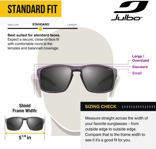 Vista 5 de Julbo Shield Glacier Glasses for Men & Women w/Removable Side Shields for Hiking, Snow/Glare - 100% UV Protection