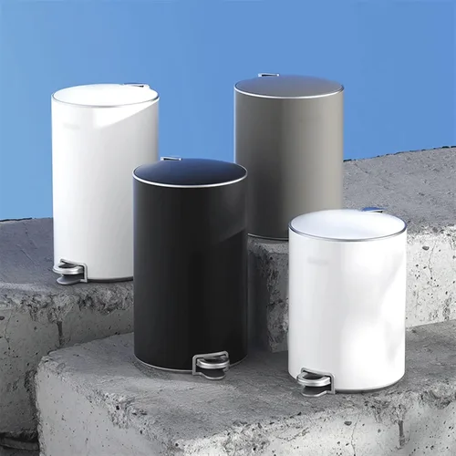 Vista 3 de Smart Trash Can 8L/12L/15L Household Large Stainless Steel Trash Can Kitchen Bathroom Bedroom with Lid Trash Can Bathroom Trash Can,Black-8l