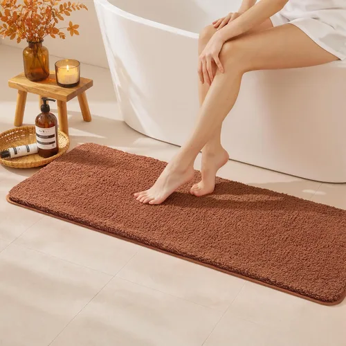 Vista 24 de MIULEE Alfombras de baño negras de microfibra suave y pequeña, 16 x 24