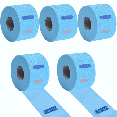 Vista 12 de Tiras de cuello de peluquero – 5 rollos de 500 piezas de papel negro, desechable y flexible para cortar el cabello, suministros de salón, resistente