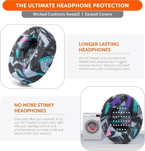Vista 5 de WC SweatZ Studio - Fundas patentadas para almohadillas de oído para Beats Studio 3 (A1914) & Beats Studio 2 (B0500 / B0501), fabricadas por Wicked