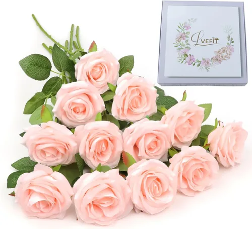 Vista 27 de LVEFIT 12 rosas artificiales de seda de color naranja quemado, ramo de rosas de seda de tallo largo para bodas, despedidas de soltera, fiestas