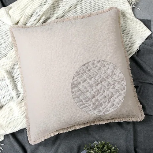 Vista 13 de YINFUNG Juego de 2 fundas de almohada europeas acolchadas de 26 x 26 pulgadas, de muselina de algodón, con flecos, bohemias, decorativas