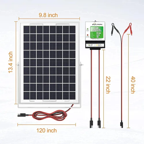 Vista 8 de Solperk Panel solar de 20 W, cargador solar para carga lenta y continua, cargador de batería solar y mantenedor, adecuado para automóviles
