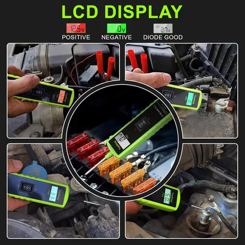 Vista 8 de Luz de prueba de 12 voltios automotriz, kit de sonda de circuito de potencia, probador de fusibles de coche de 6V - 24V, probador de voltaje