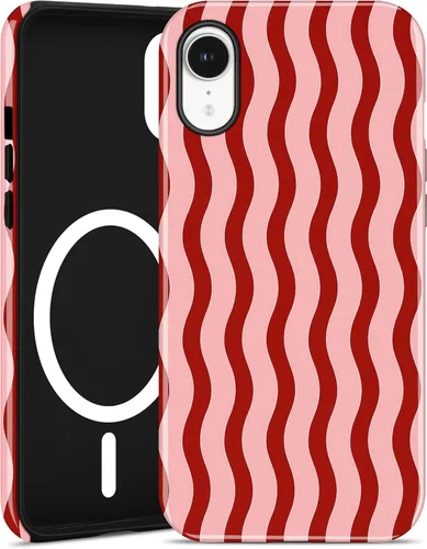 Vista 85 de Jusy Compatible con MagSafe Funda de Teléfono a Rayas para iPhone 7/8/SE, Bonita Funda de Teléfono Protectora Magnética Estética de TPU Suave y PC