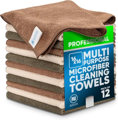 Vista 31 de MW Pro - Paño de limpieza de microfibra Morado Paquete de 12 16 x 16 pulgadas Toallas de microfibra multiusos – Limpias, polvo, pulido