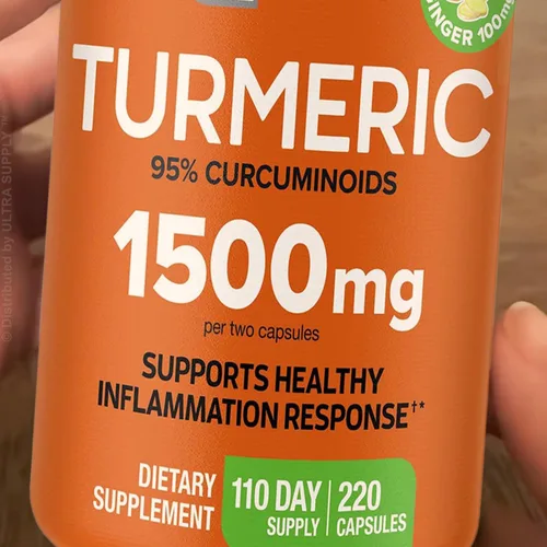 Turmeric 1500 mg Capsules with 95% Curcuminoids, Ginger & Black Pepper Extract (220 Count, Value Pack) High Absorption for Daily Mobility & Comfort,