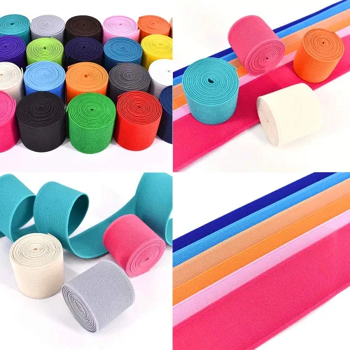 Vista 4 de 1 rollo de cordón elástico plano de 1.5 pulgadas de ancho por 3 yardas de banda elástica sarga de doble cara (#1 Blanco)