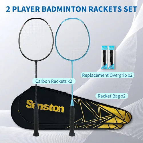 Vista 2 de Senston Raqueta de bádminton ligera profesional de fibra de carbono 5U raquetas de bádminton con agarre
