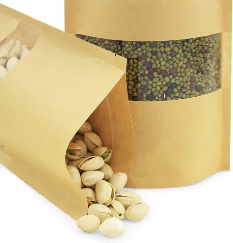 Vista 9 de 50 bolsas de papel kraft con ventana de pie, con sello Ziplock, bolsa de papel resellable grande para almacenamiento de alimentos, 1 oz, 3.5 x 5.5