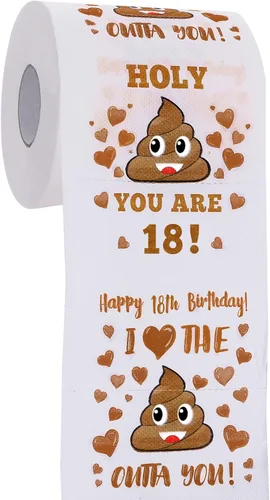 Regalos de 18 cumpleaños para niño o niña - Feliz papel higiénico de broma - Decoraciones de 18 cumpleaños, suministros de fiesta y recuerdos -