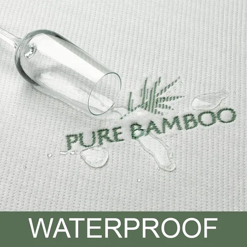 Vista 3 de Protector de colchón Twin de PURE BAMBOO, impermeable - viscosa derivada de bambú, transpirable, funda de colchón silenciosa que protege contra