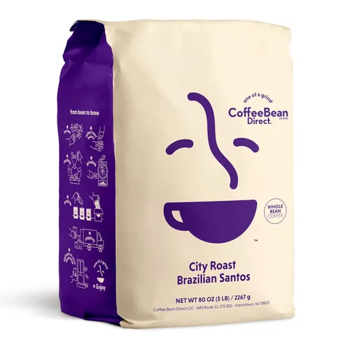 Vista 43 de Coffee Bean Direct Brazilian Santos, café en grano entero, arábica, tostado ligero, bolsa de 1 libra (paquete de 1)
