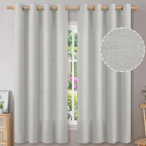 Vista 48 de BGment Cortinas de 45 pulgadas de largo, juego de 2 paneles para dormitorio, con ojales, aspecto de lino grueso, arpillera texturizada, filtrado