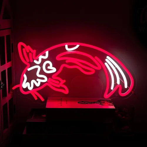 Vista 9 de Koi Fish - Letrero de neón para decoración de pared, luz de neón de carpa Koi, luz de neón de pez japonés, letreros de neón LED blancos y rojos