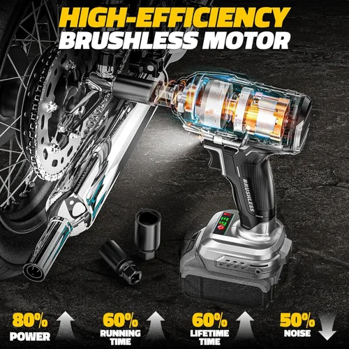 Vista 2 de DIYtoolifz Llave de impacto inalámbrica de 1/2 pulgada compatible con batería Dewalt de 20 V (herramienta desnuda), destornillador de impacto sin