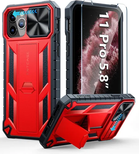 Vista 10 de FNTCASE for iPhone 11-Pro Phone Case: Military Grade Drop Proof Mobile Cover with Kickstand & Slide Rugged Shockproof Bumper Heavy Duty Protector