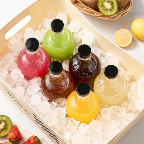 Vista 5 de Danmu Paquete de 8 botellas de vidrio con tapas herméticas de 12 onzas a prueba de fugas, base gruesa de 12.7 fl oz, botellas de vidrio para salsa