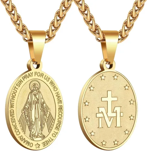 Vista 83 de P. BLAKE Collar ovalado de San Cristóbal, Miguel, José, Jude/Virgen María/José/Francisco/Patrick/Anthony/Benedict/Thomas para hombres y mujeres