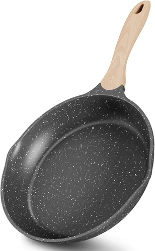 Vista 3 de JEETEE - Sartén antiadherente de 8 pulgadas, utensilios de cocina con revestimiento de piedra, sartén antiadherente para tortilla con mango Gris
