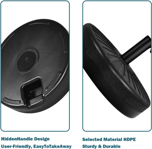 Vista 4 de Giantex Base redonda de sombrilla de patio rellena de arena de agua de 23 litros, soporte de sombrilla resistente de 20 pulgadas, soporte