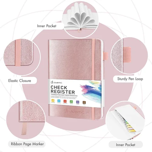 Vista 3 de JUBTIC Registros de cheques para chequera personal, registro de chequera con tarjeta de débito y registros de transacciones para uso laboral