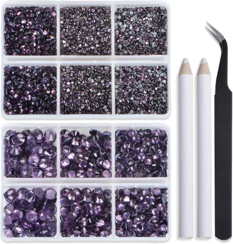 Vista 19 de Bymitel Hotfix - Gemas redondas de diamantes de imitación de cristal para manualidades, mezcla de 6 tamaños con kit de lápiz de cera, negro