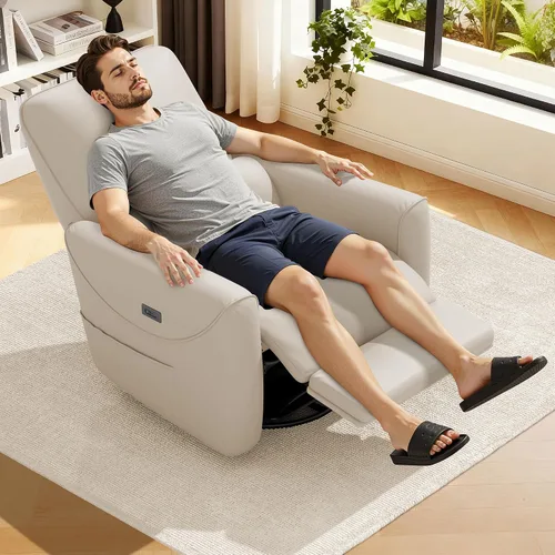 Vista 8 de KINGYES - Silla reclinable eléctrica, deslizador giratorio de 270° para Beige