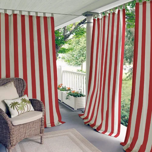 Vista 11 de Elrene Home Fashions Highland Stripe Panel de Cortina para interiores y exteriores, 50 pulgadas X 84 pulgadas, gris
